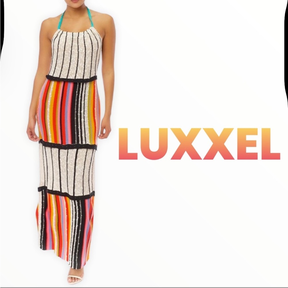 EUC Free People Mardi Gras Luxxel Striped Maxi Dress Small